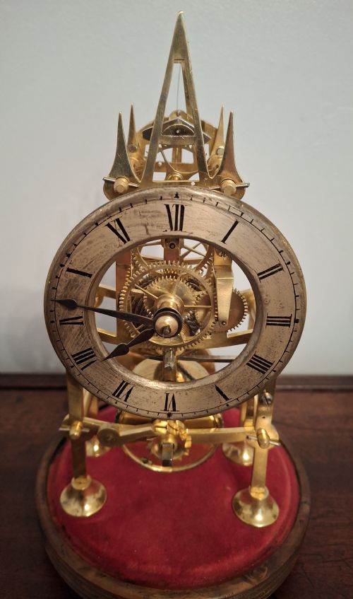 MINIATURE ENGLISH VICTORIAN GOTHIC SKELETON CLOCK CIRCA 1880 - ADDITIONAL PHOTO 3