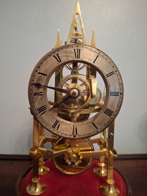 MINIATURE ENGLISH VICTORIAN GOTHIC SKELETON CLOCK CIRCA 1880 - ADDITIONAL PHOTO 2