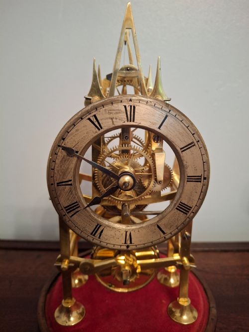 MINIATURE ENGLISH VICTORIAN GOTHIC SKELETON CLOCK CIRCA 1880 - ADDITIONAL PHOTO 10