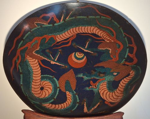 RARE LARGE JAPANESE CLOISONNE ENAMEL 'SINGLEDRAGON' CHARGER 36CM SIGNED CIRCA 1875 - ADDITIONAL PHOTO 7