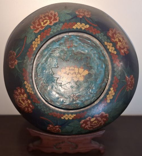 RARE LARGE JAPANESE CLOISONNE ENAMEL 'SINGLEDRAGON' CHARGER 36CM SIGNED CIRCA 1875 - ADDITIONAL PHOTO 11