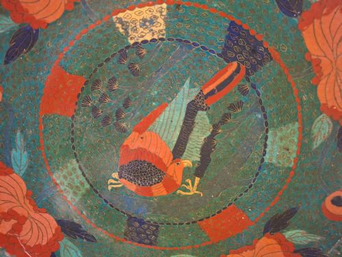 LARGE JAPANESE CLOISONNE ENAMEL CHARGER WITH BIRD CIRCA 1880 - ADDITIONAL PHOTO 1