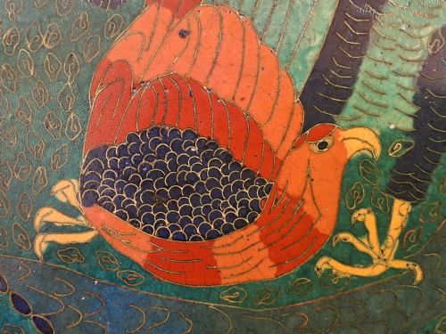 LARGE JAPANESE CLOISONNE ENAMEL CHARGER WITH BIRD CIRCA 1880 - ADDITIONAL PHOTO 2