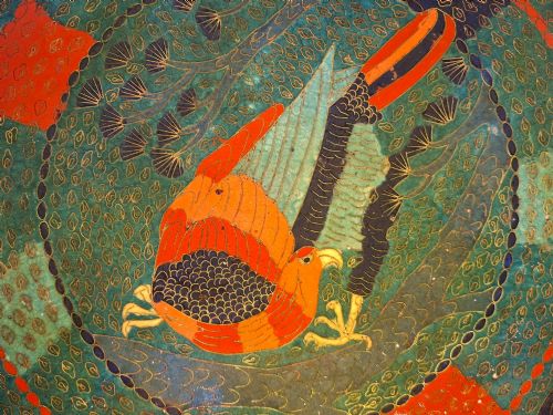 LARGE JAPANESE CLOISONNE ENAMEL CHARGER WITH BIRD CIRCA 1880 - ADDITIONAL PHOTO 4