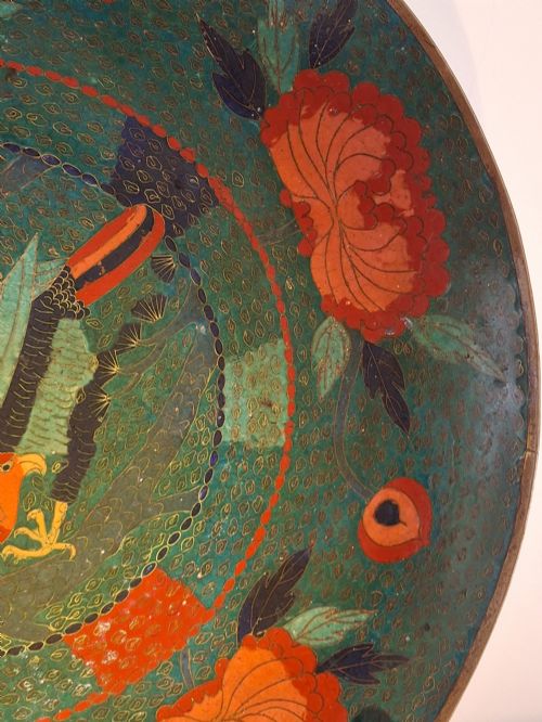 LARGE JAPANESE CLOISONNE ENAMEL CHARGER WITH BIRD CIRCA 1880 - ADDITIONAL PHOTO 8