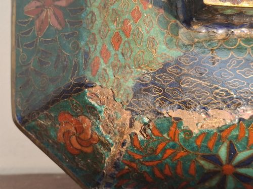 RARE JAPANESE CLOISONNE ENAMEL DRAGON SQUARE TRAY CIRCA 1880 - ADDITIONAL PHOTO 13