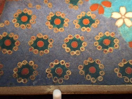 LARGE JAPANESE CLOISONNE ENAMEL OCTAGONAL TRAY WITH BIRD CIRCA 1880 - ADDITIONAL PHOTO 8