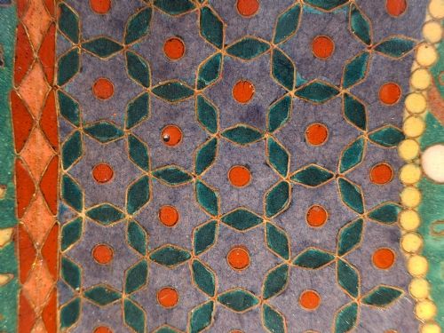 LARGE JAPANESE CLOISONNE ENAMEL OCTAGONAL TRAY WITH BIRD CIRCA 1880 - ADDITIONAL PHOTO 10