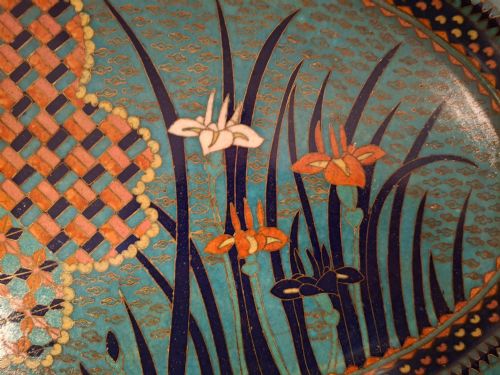 JAPANESE CLOISONNE LARGE IRIS TRAY CIRCA 1870 - ADDITIONAL PHOTO 2