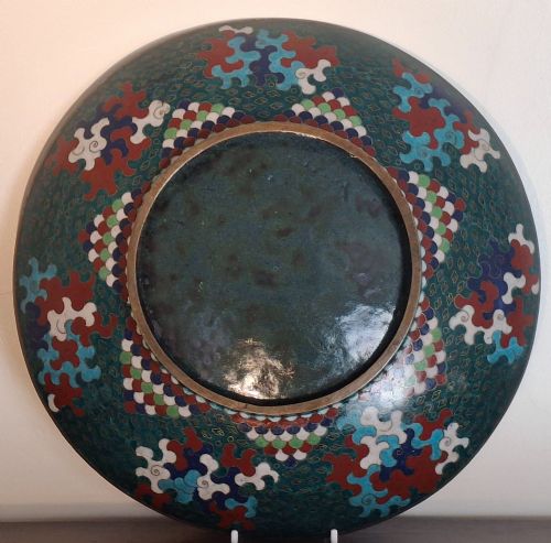JAPANESE CLOISONNE ENAMEL CHARGER WITH HOO BIRDS PHOENIX CIRCA 1880 - ADDITIONAL PHOTO 11