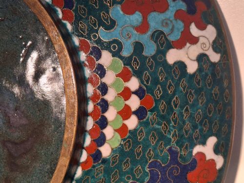 JAPANESE CLOISONNE ENAMEL CHARGER WITH HOO BIRDS PHOENIX CIRCA 1880 - ADDITIONAL PHOTO 14