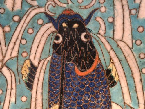 MASTERPIECE JAPANESE CLOISONNE ENAMEL LEAPING KOI TRAY CIRCA 1890 - ADDITIONAL PHOTO 2