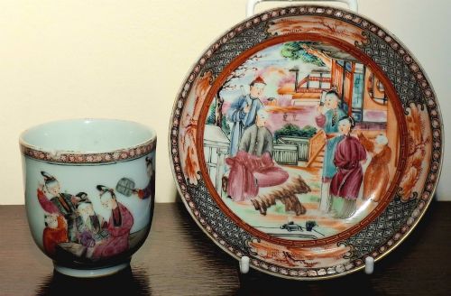 Fine Chinese Export Porcelain Coffee Cup and Saucer. Qing Dynasty, Qianlong Period. 1736 - 1795.