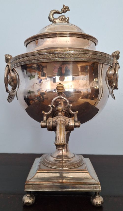 Quality Decorative Silver Plate Samovar / Tea Urn. Circa 1810.