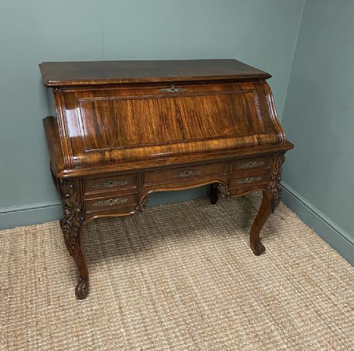 fig 1. Outstanding Victorian Rococo Rosewood Antique Writing Desk