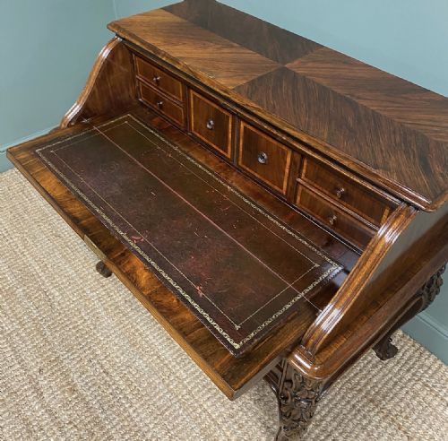 fig 3. Outstanding Victorian Rococo Rosewood Antique Writing Desk