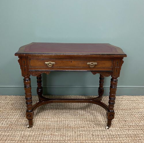 QUALITY WALNUT MAPLE CO ANTIQUE WRITING TABLE - ADDITIONAL PHOTO 2
