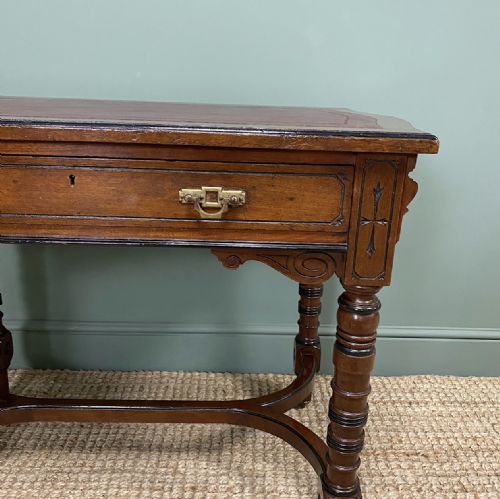QUALITY WALNUT MAPLE CO ANTIQUE WRITING TABLE - ADDITIONAL PHOTO 4