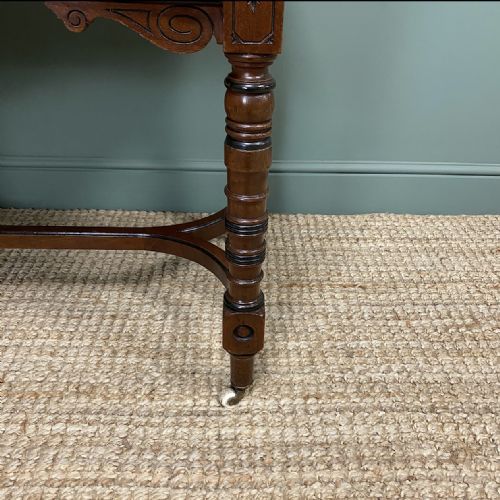 QUALITY WALNUT MAPLE CO ANTIQUE WRITING TABLE - ADDITIONAL PHOTO 5