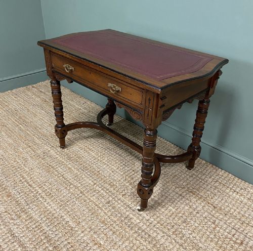 QUALITY WALNUT MAPLE CO ANTIQUE WRITING TABLE - ADDITIONAL PHOTO 6
