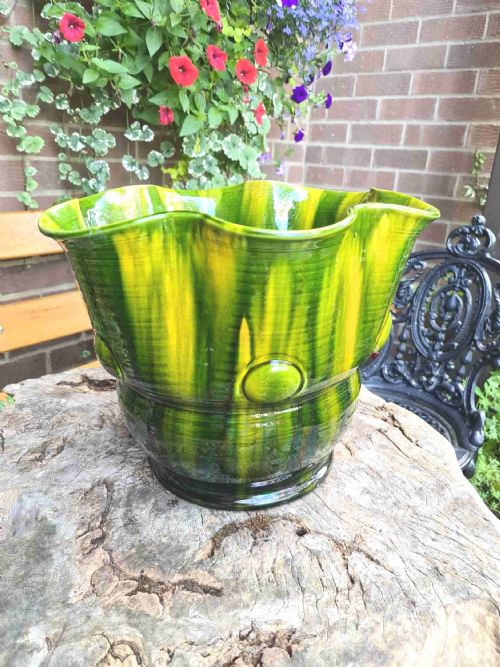 Large Unusual Large Majolica Jardiniere/vase
