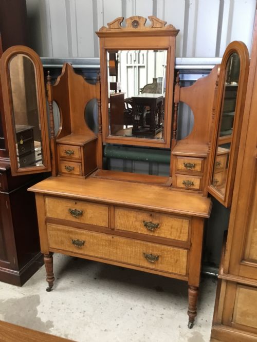 Satin Walnut Victorian Dressing Chest
