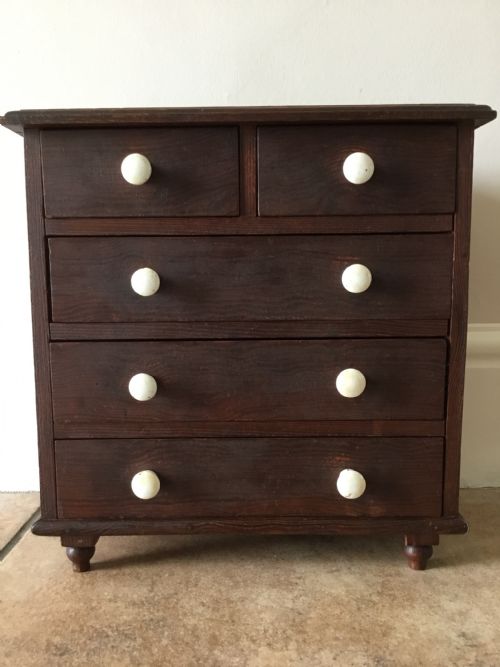 Decorated Pine Apprentice Chest of Drawers