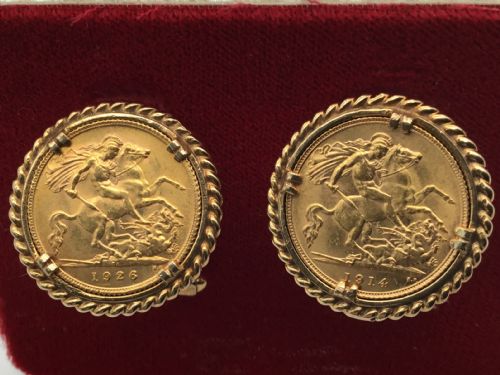 Pair Half Sovereign Cufflinks 1914/1926