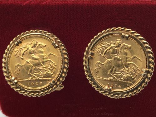 fig 2. Pair Half Sovereign Cufflinks 1914/1926