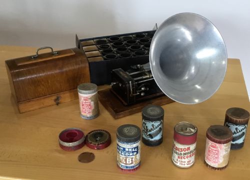 Phonograph with 24 Cylinder Records