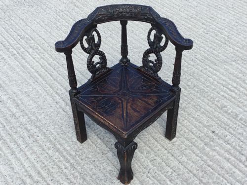 Carved Oak Corner Chair