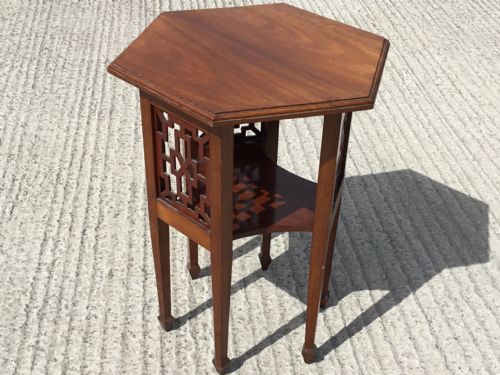 Hardwood Lamp/occasional Table in Arts & Crafts Style