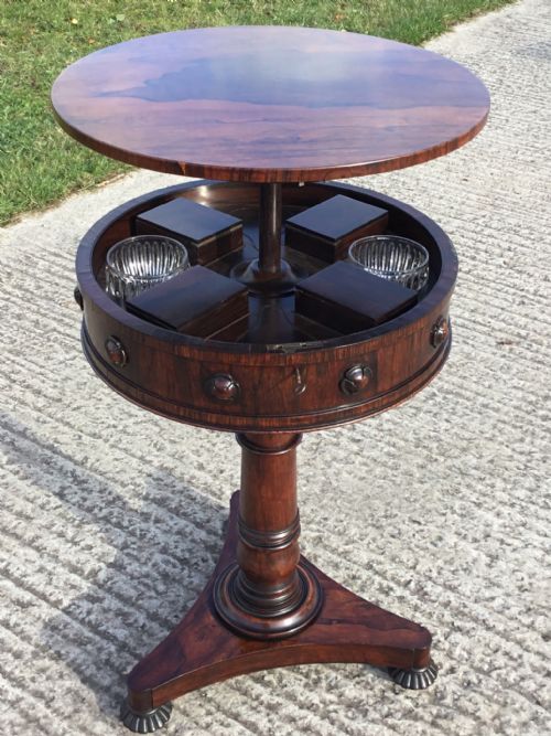 Beautiful Regency 4 Caddy Rosewood Teapoy/lamp Table