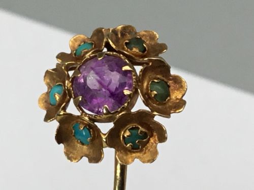 Amethyst & Turquoise Victorian Stick Pin