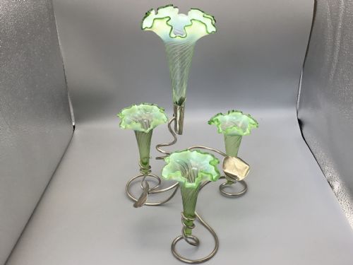fig 1. George V Vaseline glass & silver Plated Epergne