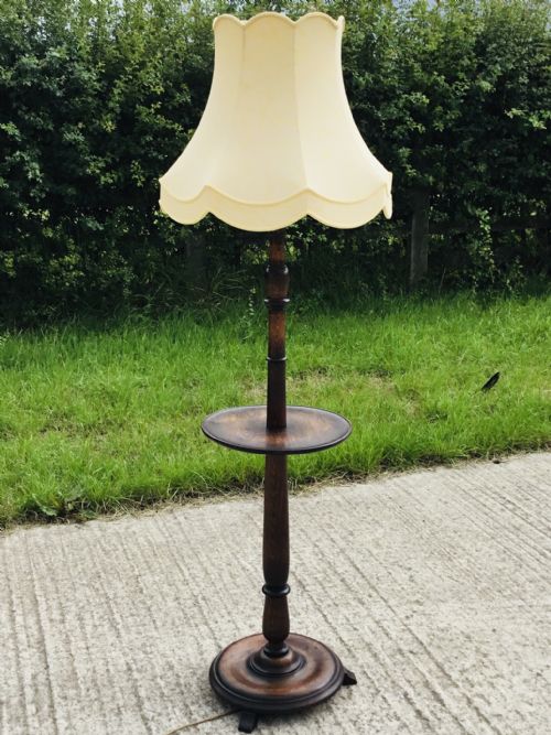 fig 1. Oak Standard Lamp with Cocktail Shelf
