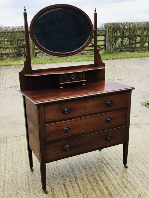 Edwardian Inlaid Dressing Chest with Tilting Mirror