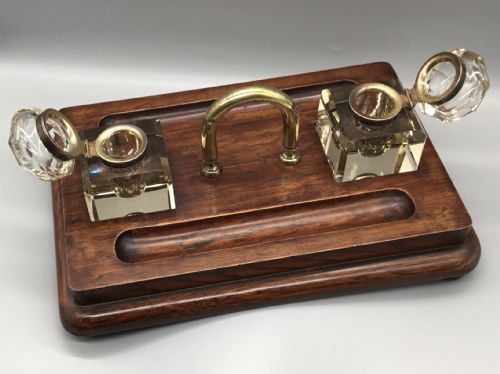Fabulous Victorian Double Oak Based Desk Stand