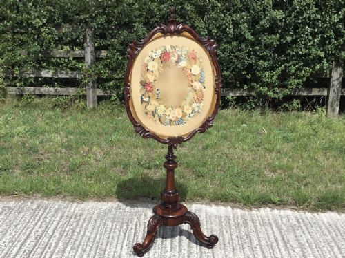 ROSEWOOD POLE SCREEN OF GRAND PROPORTIONS - ADDITIONAL PHOTO 1
