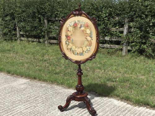 ROSEWOOD POLE SCREEN OF GRAND PROPORTIONS - ADDITIONAL PHOTO 2