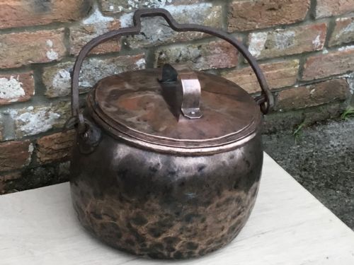 Georgian Copper & Wrought Iron Handled Cauldron