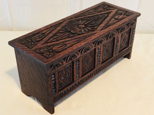 Apprentice Carved Four Panel Coffer Trinket Box