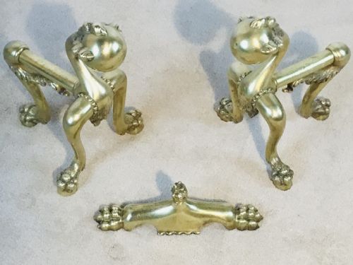 RARE BRASS FIRESIDE SUITE OF CLAW BALL DESIGN - ADDITIONAL PHOTO 2