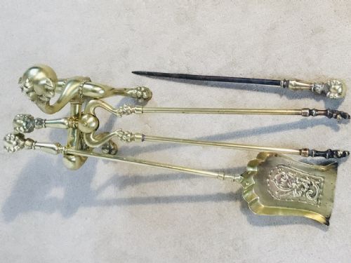 RARE BRASS FIRESIDE SUITE OF CLAW BALL DESIGN - ADDITIONAL PHOTO 6