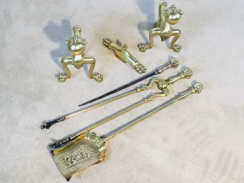 RARE BRASS FIRESIDE SUITE OF CLAW BALL DESIGN - ADDITIONAL PHOTO 8