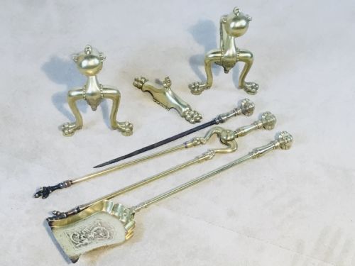 RARE BRASS FIRESIDE SUITE OF CLAW BALL DESIGN - ADDITIONAL PHOTO 9