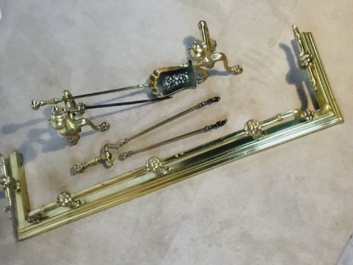 RARE BRASS FIRESIDE SUITE OF CLAW BALL DESIGN - ADDITIONAL PHOTO 13