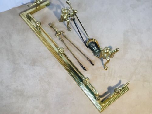 RARE BRASS FIRESIDE SUITE OF CLAW BALL DESIGN - ADDITIONAL PHOTO 14