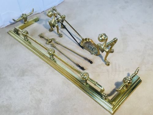 RARE BRASS FIRESIDE SUITE OF CLAW BALL DESIGN - ADDITIONAL PHOTO 15