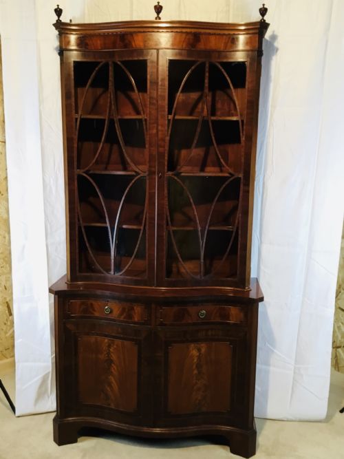 fig 1. Superb Edwardian Serpentine Fronted Bookcase on Cupboard